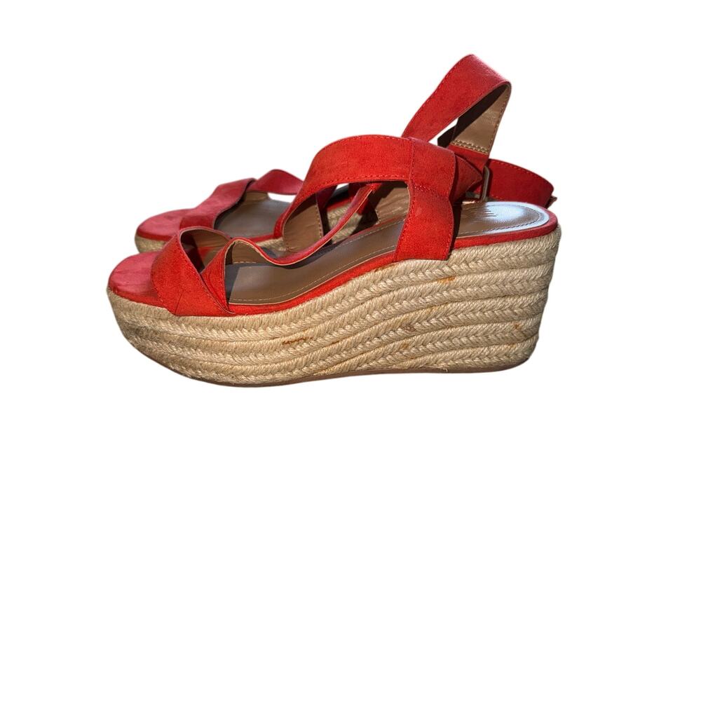 H&M Red Orange Womens Strappy Wedge Espadrille Sandals Size 9